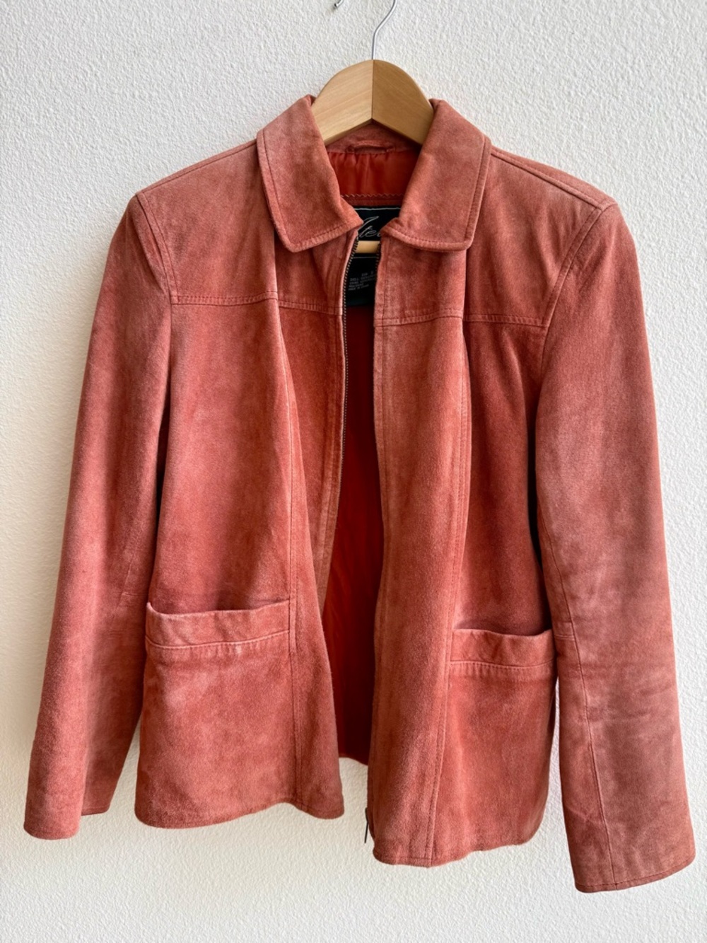 Atelier B Thomas Suede Leather Jacket Dusty Coral Zip Front Womens Small
